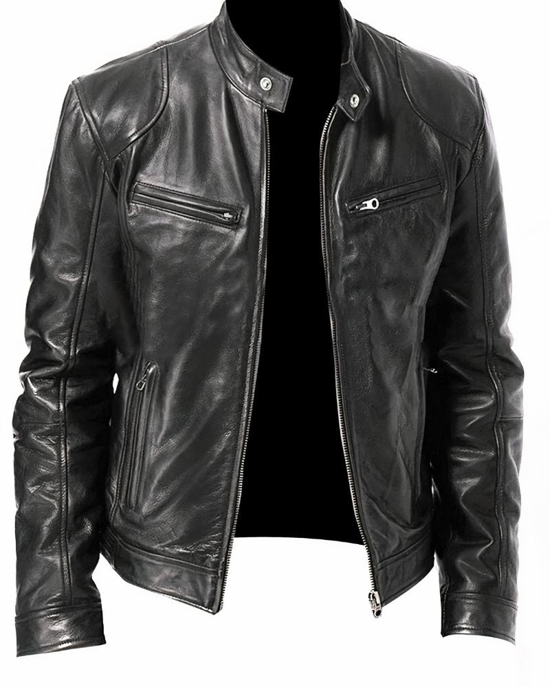Men's leather motorcycle jacket - Erwan