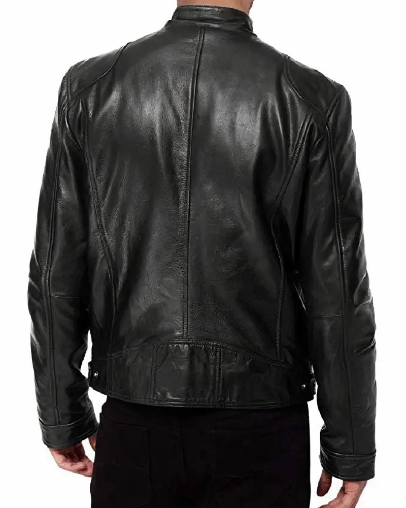 Men's leather motorcycle jacket - Erwan