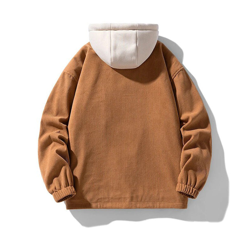 Men's hooded corduroy jacket - Lined