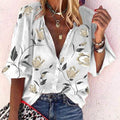 3D floral print long-sleeved top for women