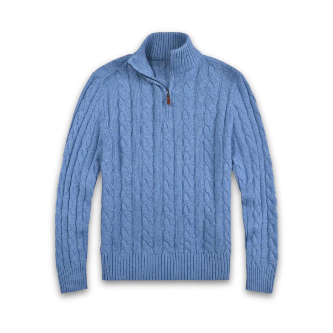 Half Zip Sweater - Cable Knit - Long Sleeve - Quarter Zip Jumper - Men's Knitwear
