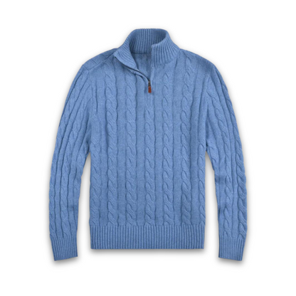 Half Zip Sweater - Cable Knit - Long Sleeve - Quarter Zip Jumper - Men's Knitwear