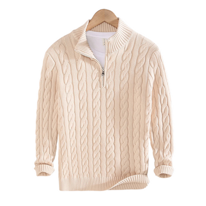Half Zip Sweater - Cable Knit - Long Sleeve - Quarter Zip Jumper - Men's Knitwear