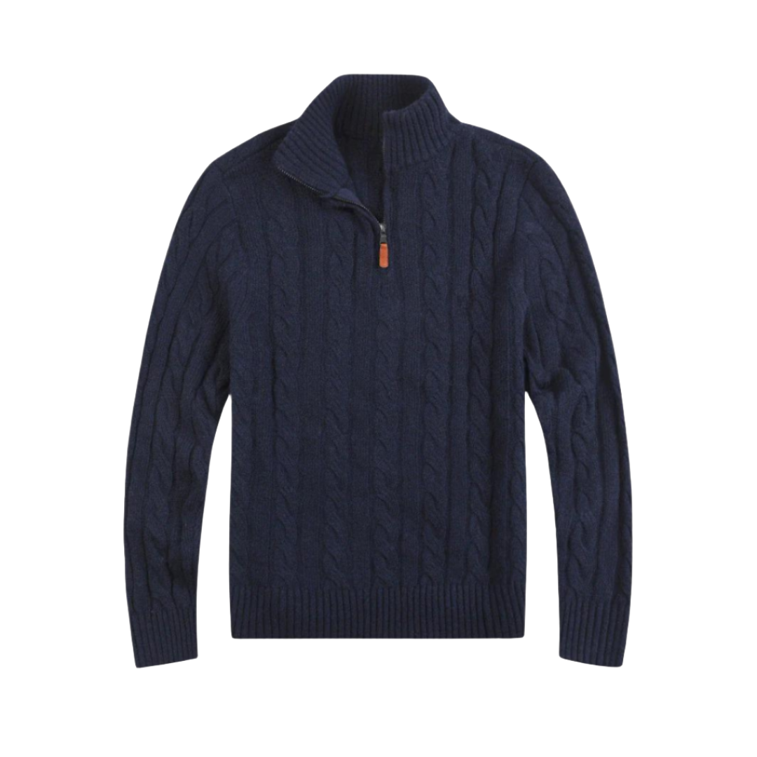 Half Zip Sweater - Cable Knit - Long Sleeve - Quarter Zip Jumper - Men's Knitwear