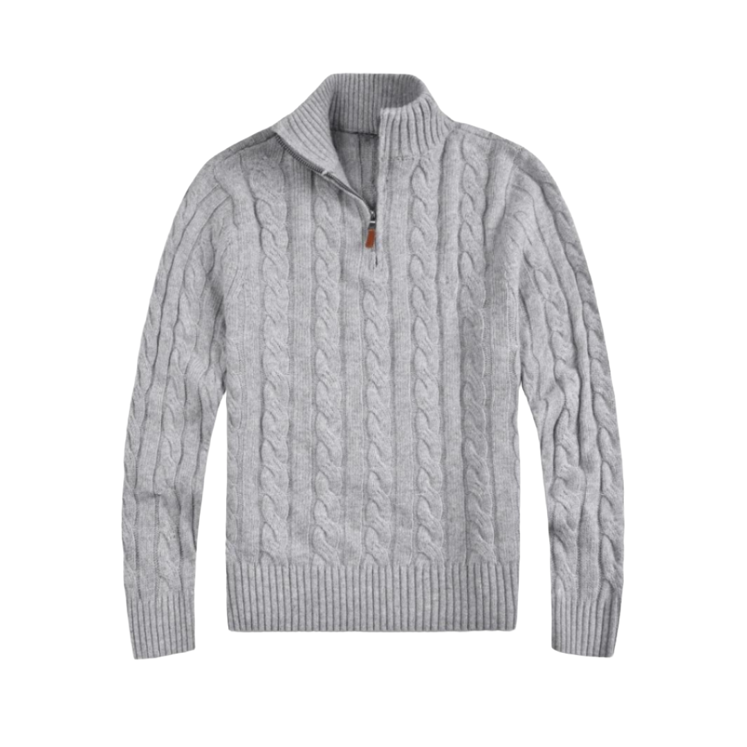 Half Zip Sweater - Cable Knit - Long Sleeve - Quarter Zip Jumper - Men's Knitwear