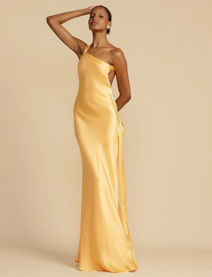 Helga - Assymetric Satin Dress for Summer Occasions