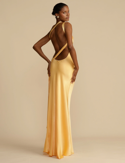 Helga - Assymetric Satin Dress for Summer Occasions