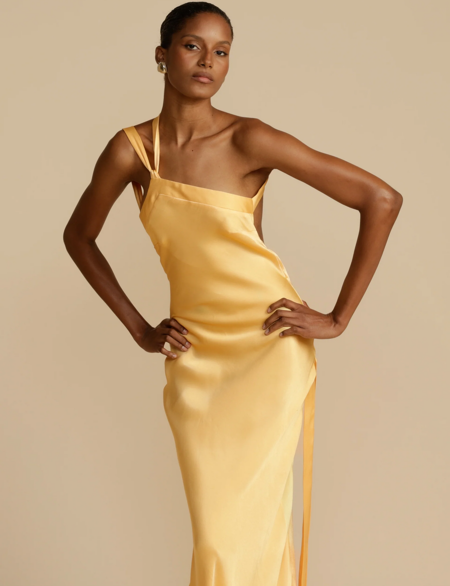 Helga - Assymetric Satin Dress for Summer Occasions