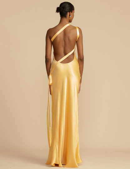 Helga - Assymetric Satin Dress for Summer Occasions
