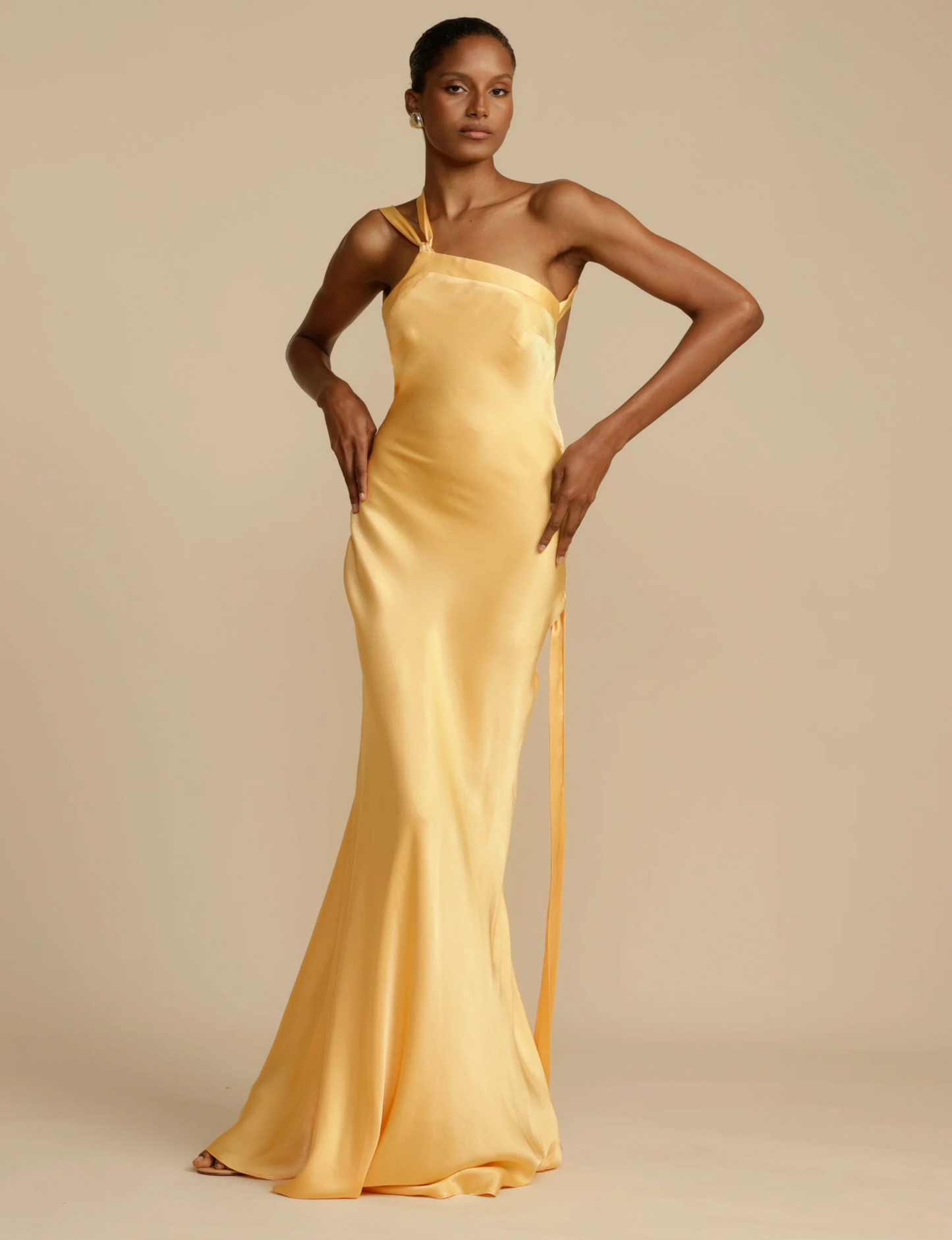 Helga - Assymetric Satin Dress for Summer Occasions