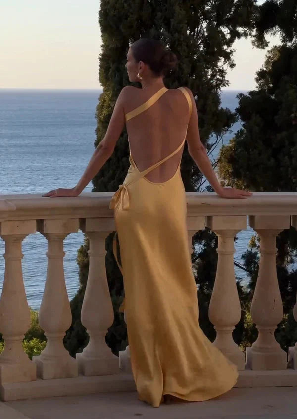 Helga - Assymetric Satin Dress for Summer Occasions