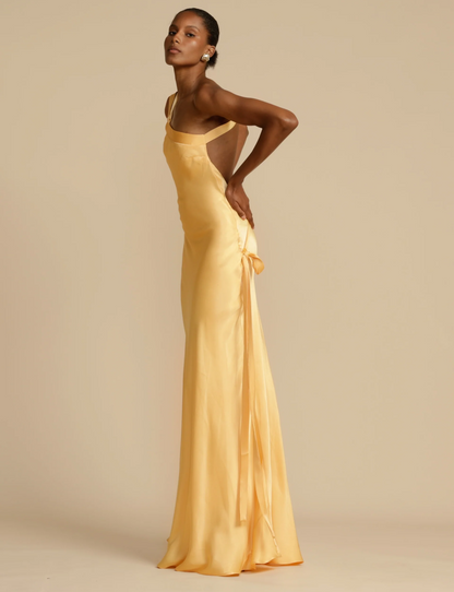 Helga - Assymetric Satin Dress for Summer Occasions