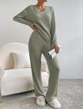 Knitted Co-Ord | Two-Piece | Long Sleeve | Ribbed Lounge Set | Women's Loungewear
