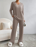 Knitted Co-Ord | Two-Piece | Long Sleeve | Ribbed Lounge Set | Women's Loungewear