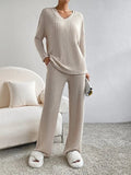 Knitted Co-Ord | Two-Piece | Long Sleeve | Ribbed Lounge Set | Women's Loungewear