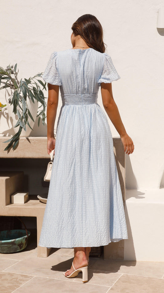 Belezza Flowy Maxi Dress with Button Front and Long Sleeves