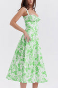 Women's Midi Dress - Corset Bodice - Sweetheart Neckline - Slit Skirt Elegant Fit