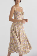 Women's Midi Dress - Corset Bodice - Sweetheart Neckline - Slit Skirt Elegant Fit