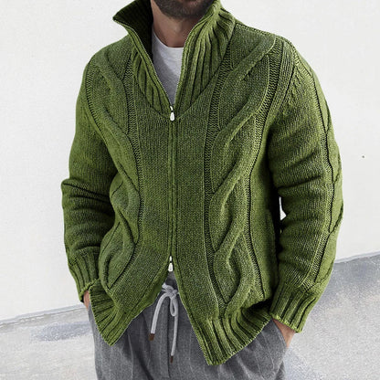 Cardigan with two-way zipper for men