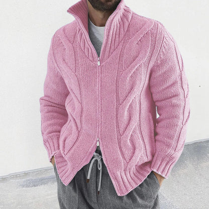 Cardigan with two-way zipper for men