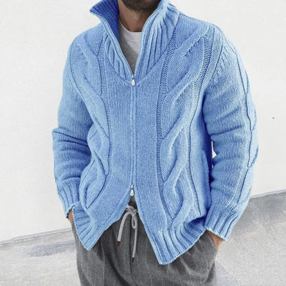 Cardigan with two-way zipper for men