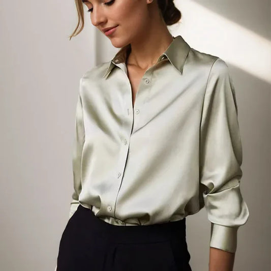Zoe Satin Blouse | Women’s Elegant Loose-Fit Satin Blouse with Soft Sheen