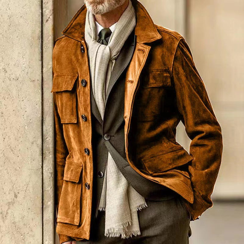 Men's multi-pocket jacket with buttons