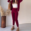 Casual two-piece jacquard sweater and cardigan