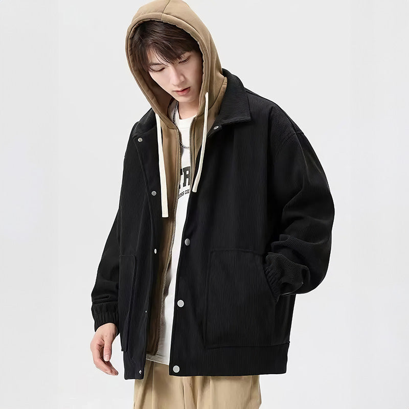 Men's hooded corduroy jacket - Lined