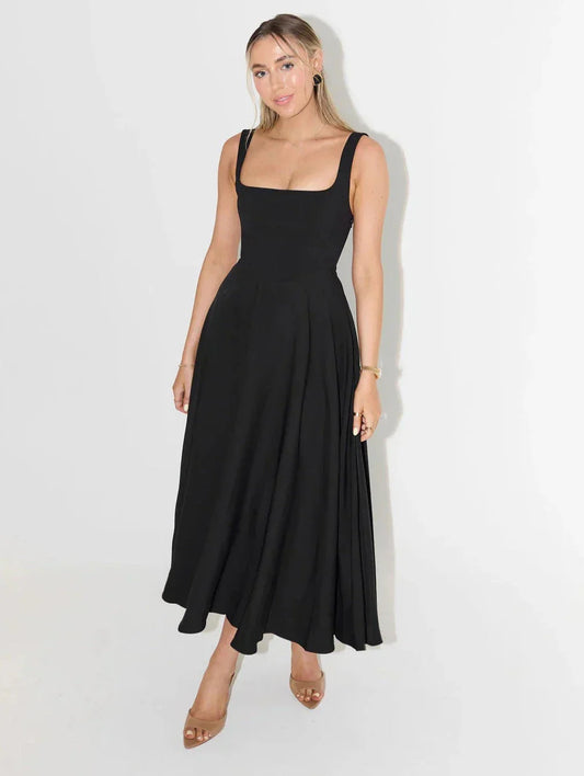 VYVA Midi Dress with High Waist and Square Neck