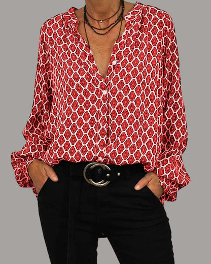 Omara - Ladies blouse with V-neck