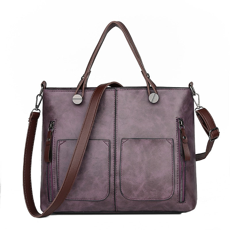 Ladies - Vintage Leather Shoulder Bag - Stylish and Durable - Fashionable Handbag for Everyday Use