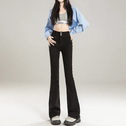 Retro Washed High-Waisted Flared Denim Jeans