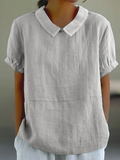 Adele - summer blouse for women, cotton, short sleeves