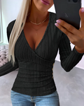 Adelheid - elegant v-neck long sleeve top for women