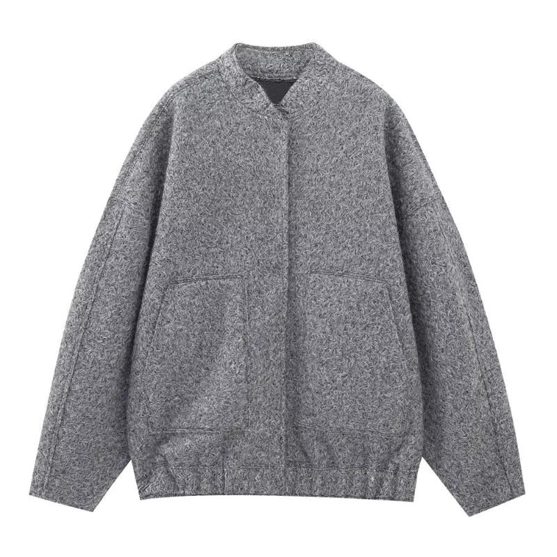 Luna - Oversized wool coat with round neck and buttons
