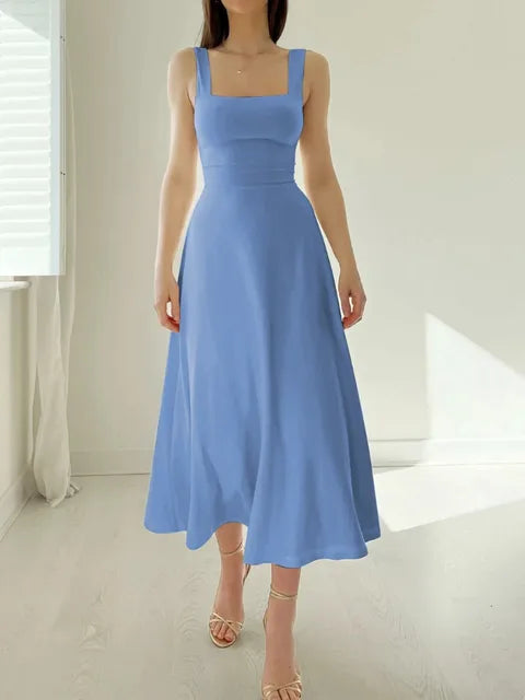 A-line dress - elegant neckline & fitted