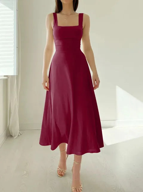 A-line dress - elegant neckline & fitted