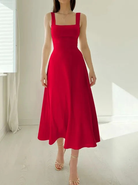 A-line dress - elegant neckline & fitted