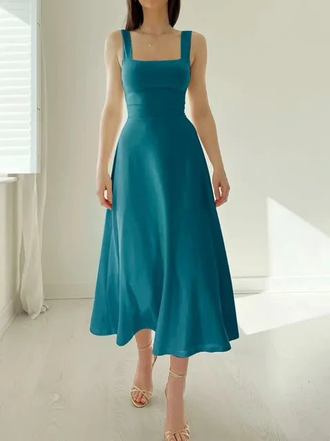 A-line dress - elegant neckline & fitted