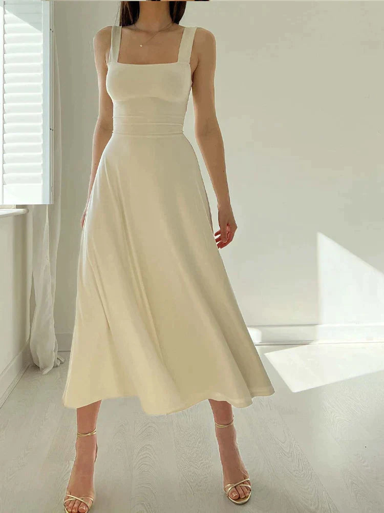A-line dress - elegant neckline & fitted