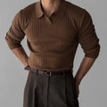 Long knitted polo shirt