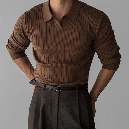 Long knitted polo shirt