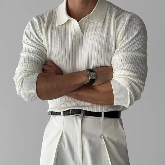 Long knitted polo shirt