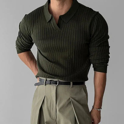 Long knitted polo shirt