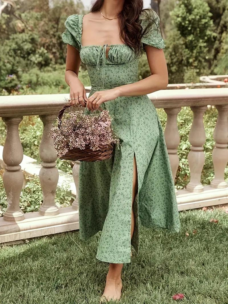 Sundress - Floral - Puff Sleeve - Summer Dress - Maxi Dress