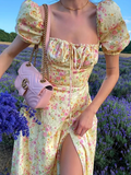 Sundress - Floral - Puff Sleeve - Summer Dress - Maxi Dress