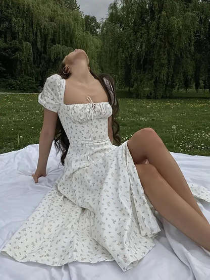 Sundress - Floral - Puff Sleeve - Summer Dress - Maxi Dress
