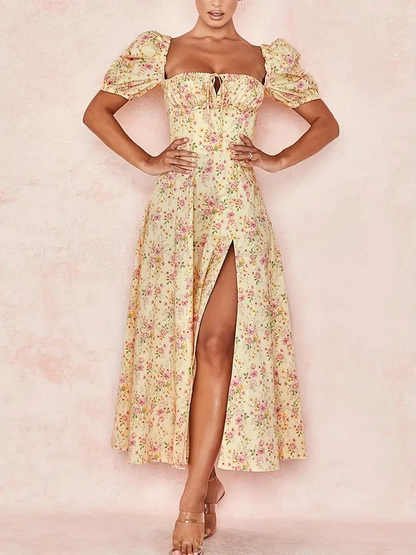 Sundress - Floral - Puff Sleeve - Summer Dress - Maxi Dress
