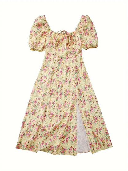 Sundress - Floral - Puff Sleeve - Summer Dress - Maxi Dress